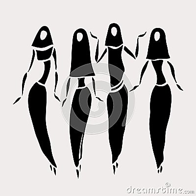 East women in veiled. Vector Illustration