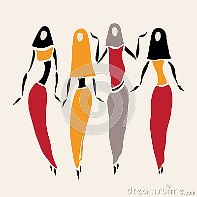 East women in veiled. Vector Illustration