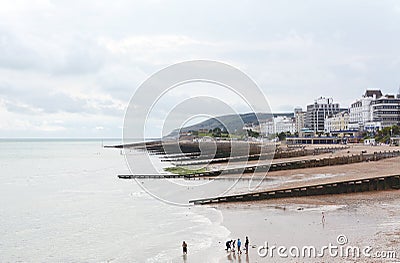 View of Eastbourne beach in East Sussex, from the pier to Redoubt fortress Editorial Stock Photo