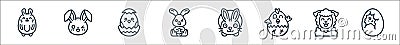 easter avatars line icons. linear set. quality vector line set such as chick, sheep, chick, rabbit, rabbit, chick, rabbit Vector Illustration