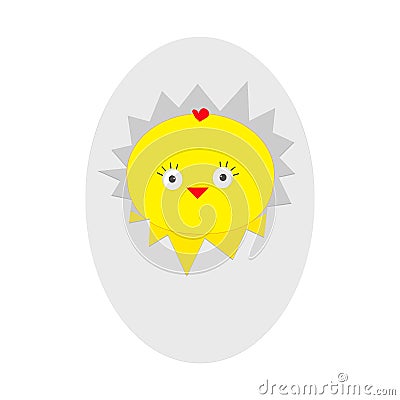 Easter baby chicken. Egg shell crack. Cute cartoon character. Farm animal collection. White background. Isolated. Flat design. Vector Illustration