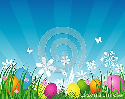 Easter back with colored eggs Vector Illustration