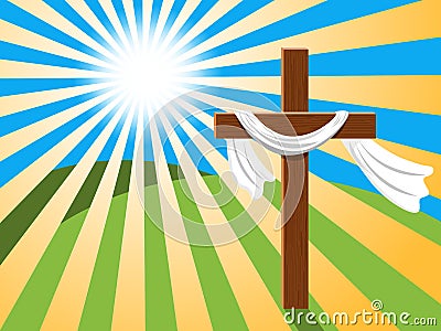 Easter background cross rays light Vector Illustration