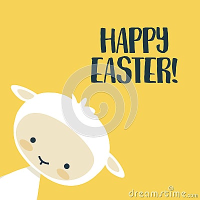 Easter background with cute lamb Vector Illustration