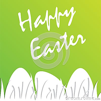 Easter background and egg in grass. Easter card with place for text Vector Illustration