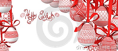 Easter background with egg on ribbon Stock Photo