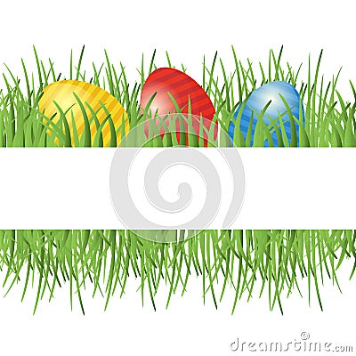 Easter background with eggs in grass Stock Photo