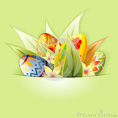 Easter Background with Eggs mounted in pocket Vector Illustration