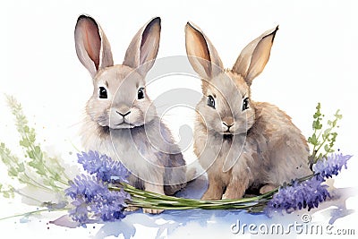 Easter background isolated hare animals bunny white background small cute rabbit pet Stock Photo