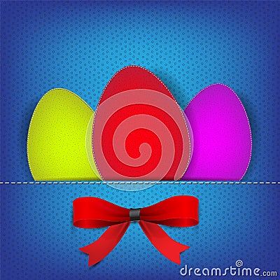 Easter background with stiched eggs Vector Illustration