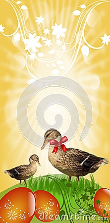 Easter Banner with ducks Stock Photo