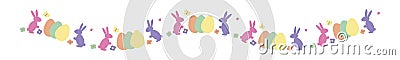 Easter banner. Garland with Easter eggs and bunnies. Festive border. Vector Vector Illustration