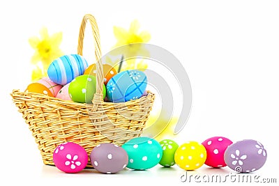 Easter basket over white Stock Photo