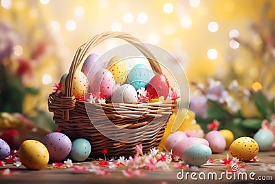 Easter Basket Overflowing easter holiday theme Stock Photo