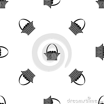 Easter basket pattern seamless black Vector Illustration