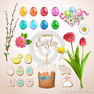 Easter big set Vector Illustration