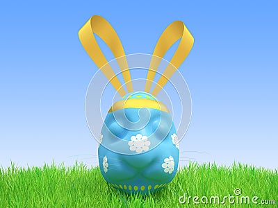 Easter blue egg - a hare Stock Photo