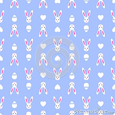 Easter blue seamless pattern retro bunny vintage design party holiday celebration wallpaper and greeting colorful fabric Vector Illustration