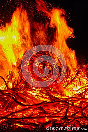 Easter bonfire in a small town Rietberg, East westphalia. Germany Europe Stock Photo