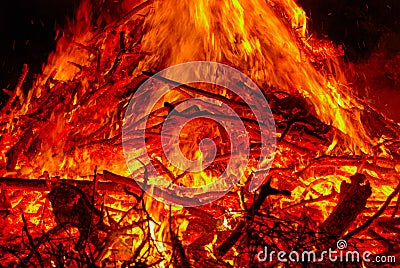 Easter bonfire in a small town Rietberg, East westphalia. Germany Europe Stock Photo