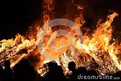 Easter bonfire in Spreewald Region, Germany. Editorial Stock Photo
