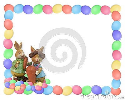 Easter Border Eggs and Bunnies Stock Photo