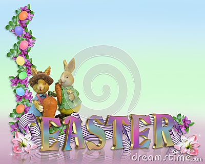 Easter Border eggs bunnies Cartoon Illustration