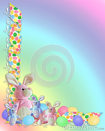 Easter Border ribbons bunnies Cartoon Illustration