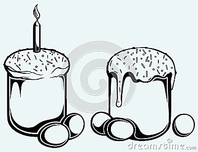 Easter bread and eggs Vector Illustration