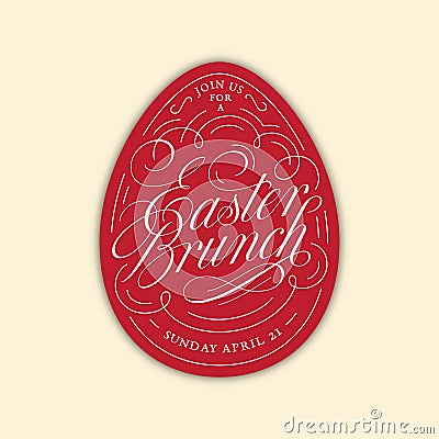 Easter Brunch egg lettering Vector Illustration