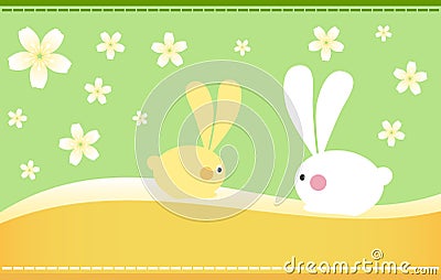 Easter Bunnies Vector Illustration