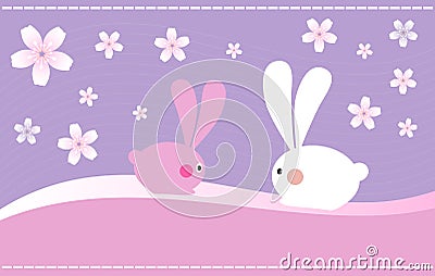 Easter Bunnies Vector Illustration