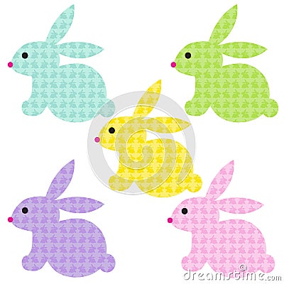 Easter bunnies with bunny patterns Stock Photo