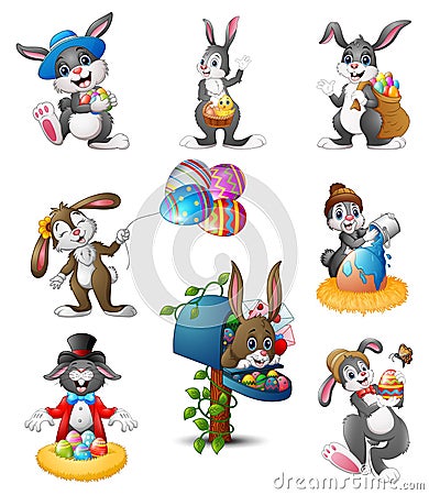 Easter Bunnies cartoon Vector Illustration