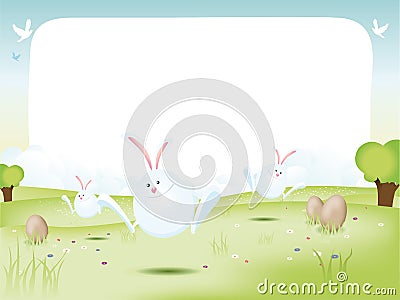 Easter Bunnies With Eggs Stock Photo