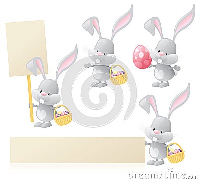 Easter Bunnies Vector Illustration