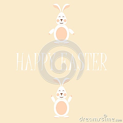 Easter bunnies greeting inscription indicating. Vector illustration Cartoon Illustration