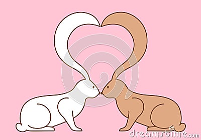 Easter bunnies kissing, vector background Vector Illustration