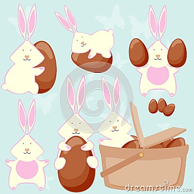 Easter bunnies love easter eggs! Vector Illustration