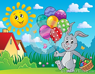 Easter bunny with balloons image 3 Vector Illustration