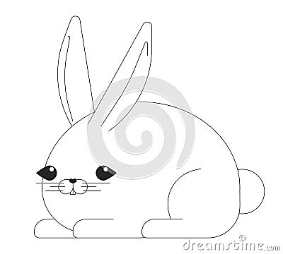 Easter bunny black and white 2D line cartoon character Vector Illustration