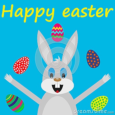 Easter bunny card with eggs Vector Illustration