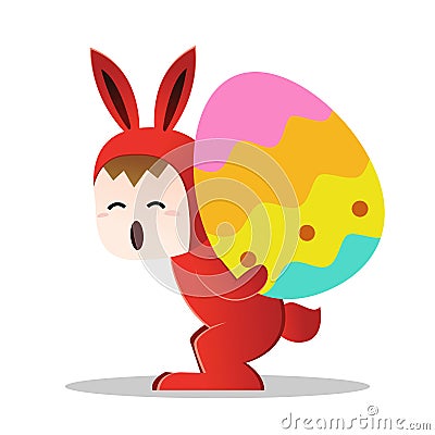 Easter Bunny carry an egg Vector Illustration