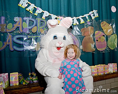 Easter Bunny with Child Editorial Stock Photo