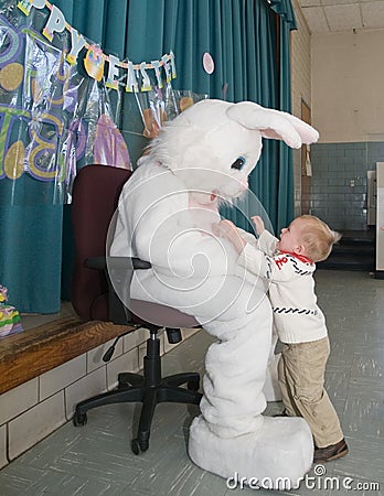 Easter Bunny with Child Editorial Stock Photo