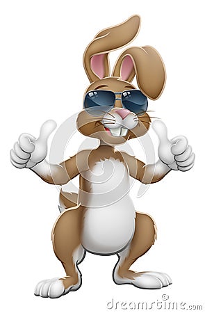 Easter Bunny Cool Rabbit Cartoon Giving Thumbs Up Vector Illustration