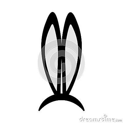 Easter bunny ears icon. Easter rabbit ears mask on head isolated on white background. Vector Vector Illustration