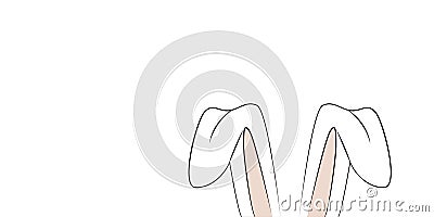 Easter bunny ears rabbit ear isolated on white background Vector Illustration