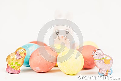 Easter Bunny with Easter eggs Stock Photo