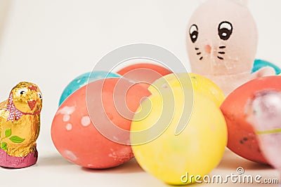 Easter Bunny with Easter eggs Stock Photo